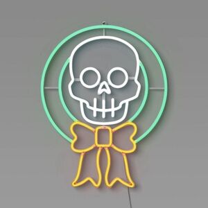 NIB. HYDE & EEK! Skull Wreath Neon Wall Light